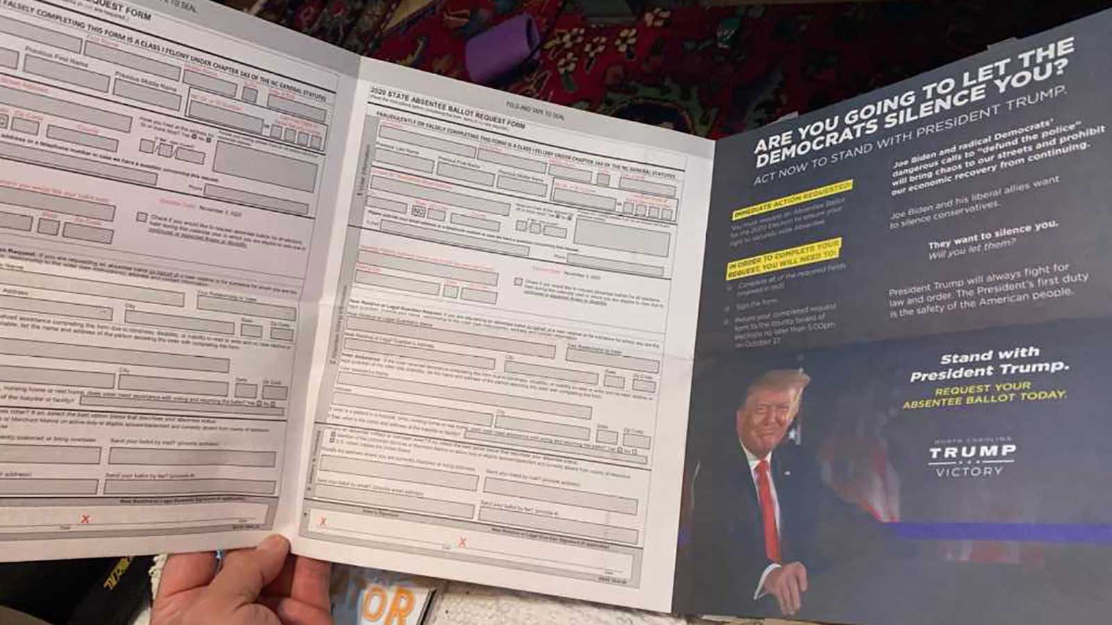 Trumps Face on ballot material equals fraud
